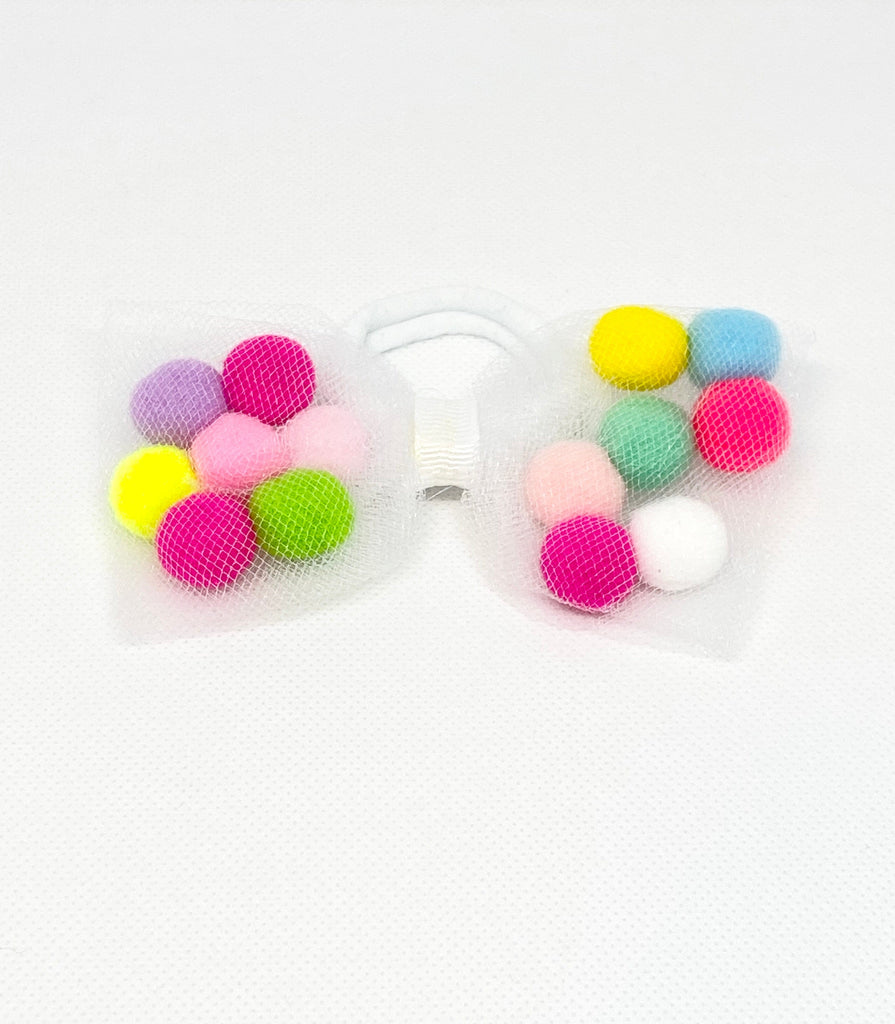 White Tutu For Girls | Pom Pom Tutu with Bow Hair Tie | 2Pcs Tutu Set