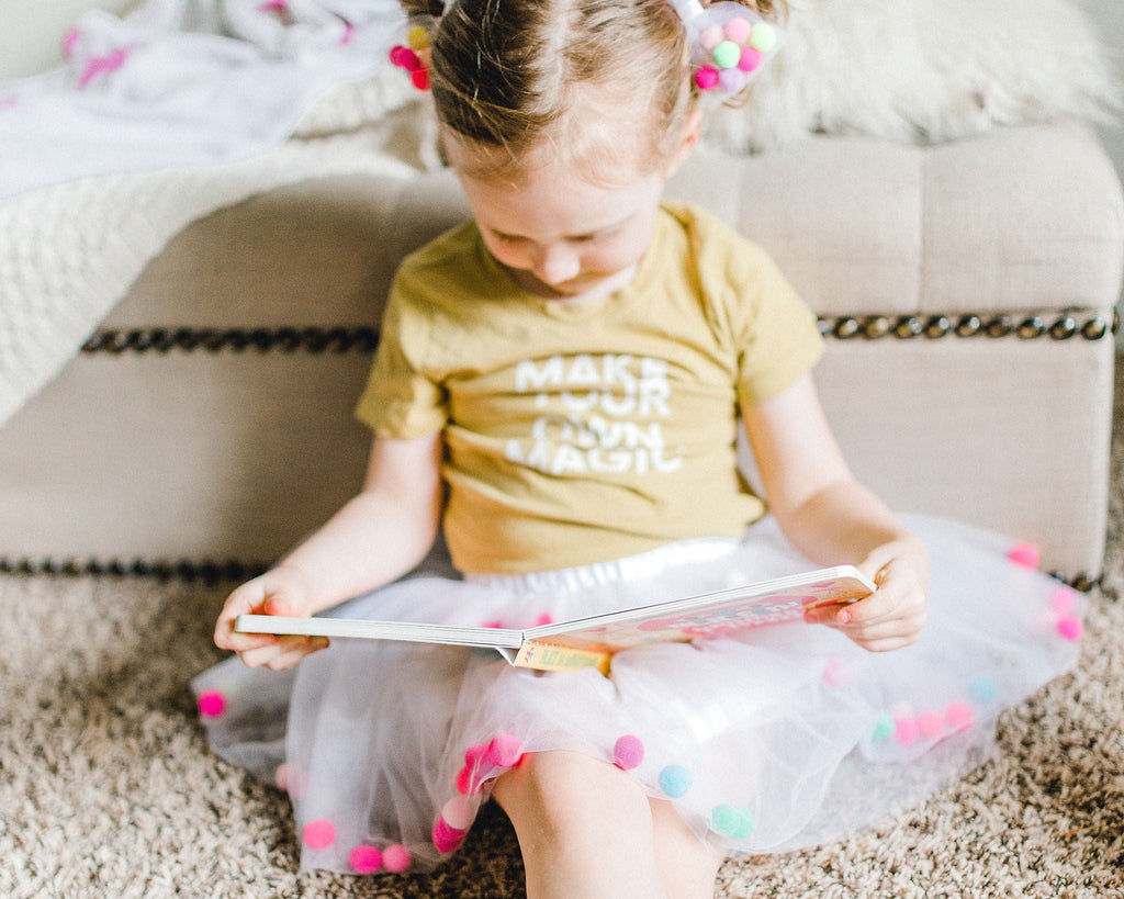 White Tutu For Girls | Pom Pom Tutu with Bow Hair Tie | 2Pcs Tutu Set