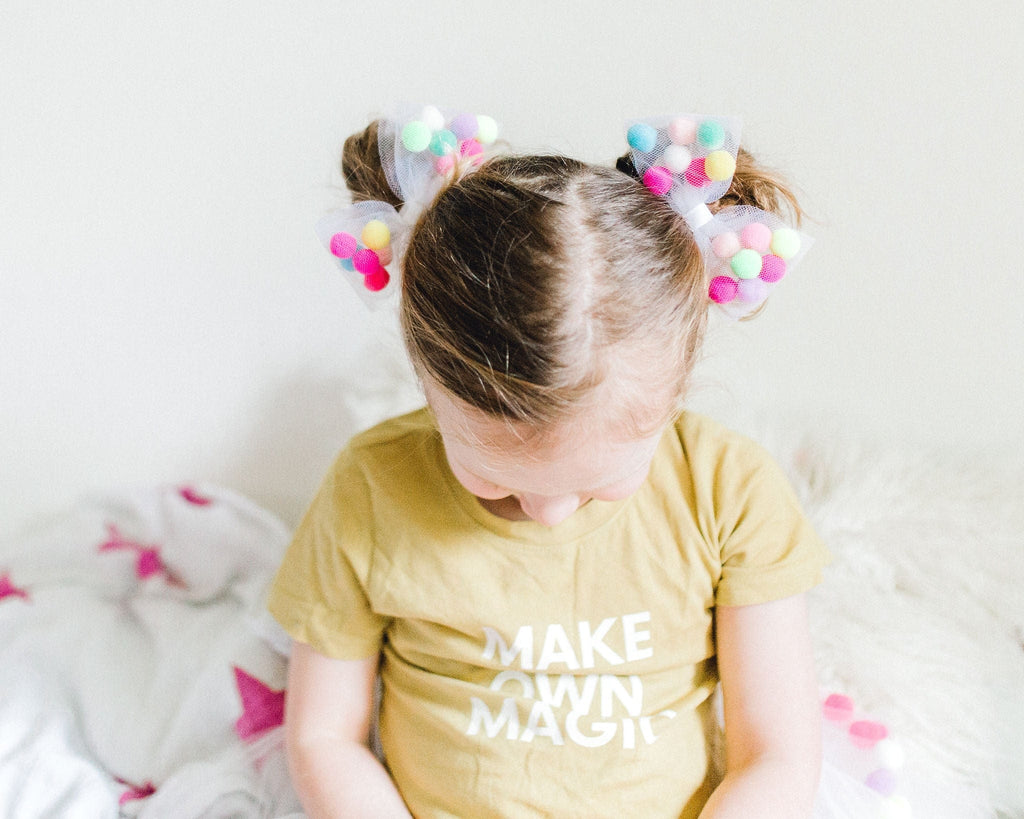 White Tutu For Girls | Pom Pom Tutu with Bow Hair Tie | 2Pcs Tutu Set
