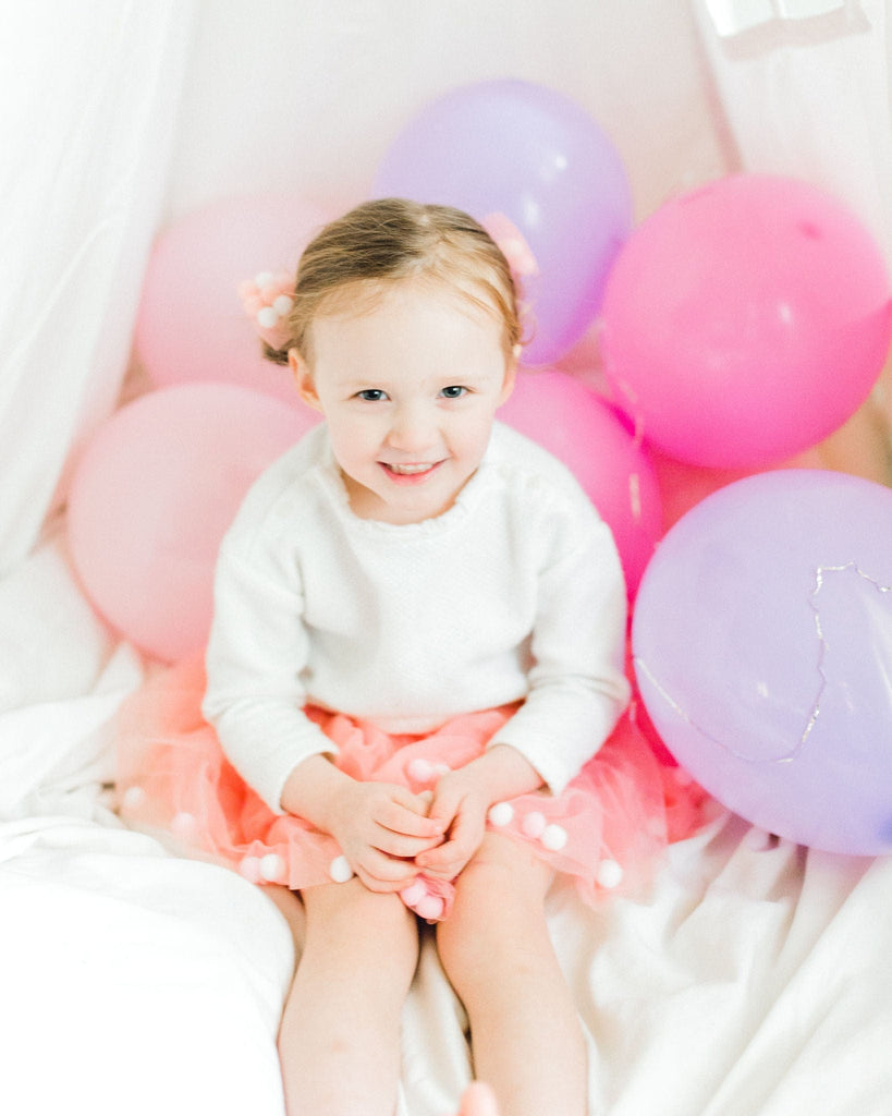 Blush Tutu For Girls | Rose Pom Pom Tutu and Bow Hair Tie | 2Pcs Set