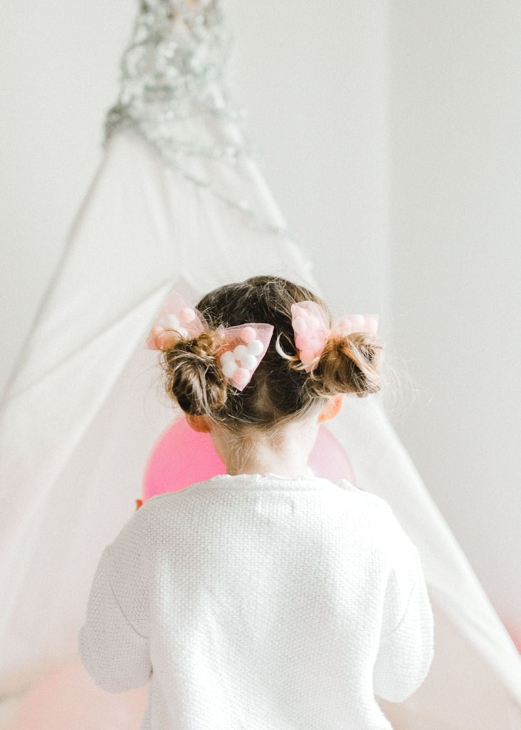 Blush Tutu For Girls | Rose Pom Pom Tutu and Bow Hair Tie | 2Pcs Set