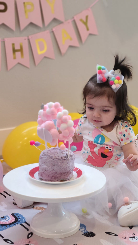 Bow Hair Ties For Girls With Pom Poms | 4Inch Bow - 2Pcs Set | Gifts For Girls Ages 0-12