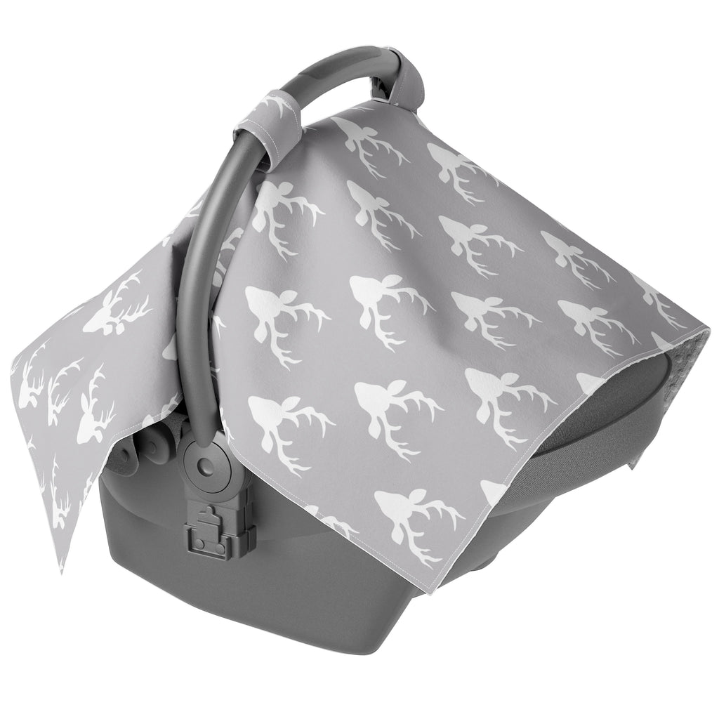 Grey and White Buck Carseat Canopy