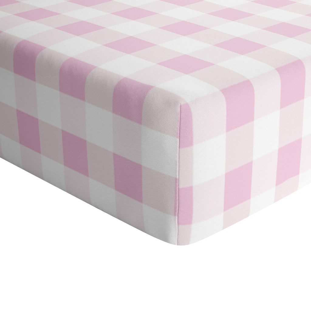 Pink Plaid Crib Sheet