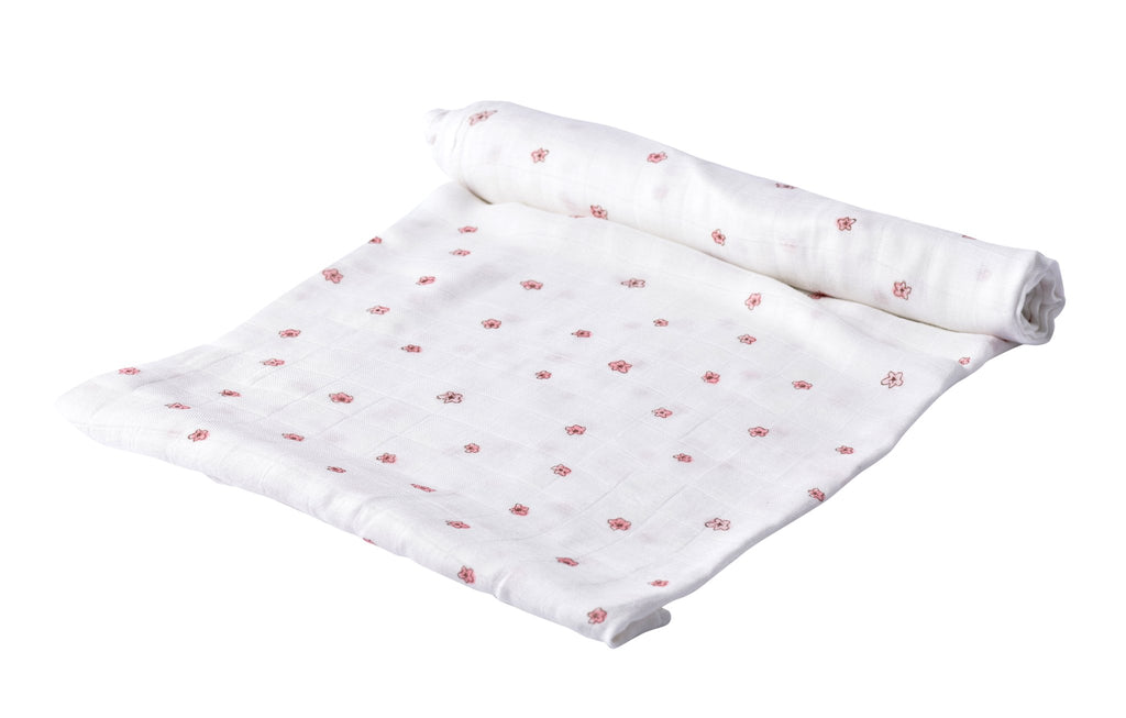 Pink Flower Bamboo Muslin Swaddle