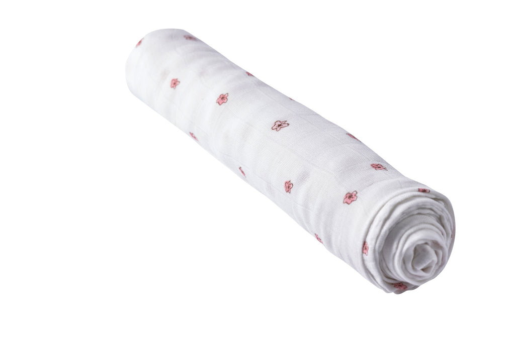 Pink Flower Bamboo Muslin Swaddle