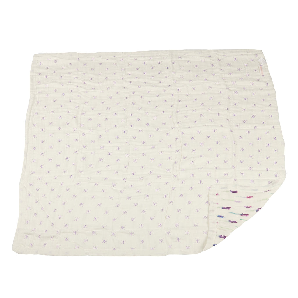 Lavender and Lavender Flower Bamboo Muslin Newcastle Blanket