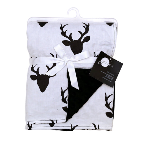 Stroller Blanket - White Black Buck