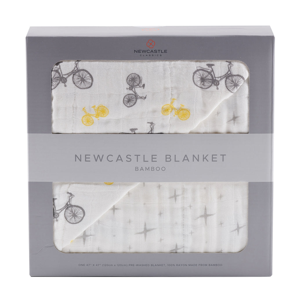 Vintage Bicycle and Northern Star Bamboo Muslin Newcastle Blanket
