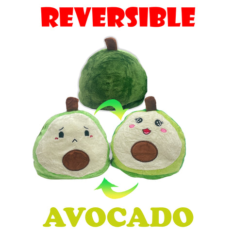 Reversible Personalized AVACADO Plush. Express your mood one side - HAPPY, one side - MAD. Custom name can be added.
