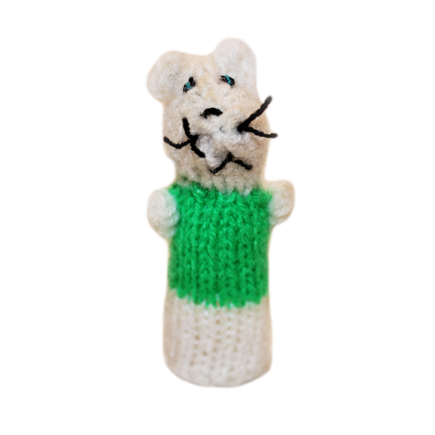 Story Book Mouse Finger Puppet (white & green)
